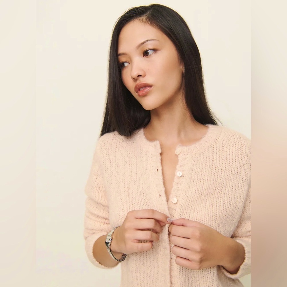 Reformation Alpaca Clara Crew Cardigan in Sorbet Size Small